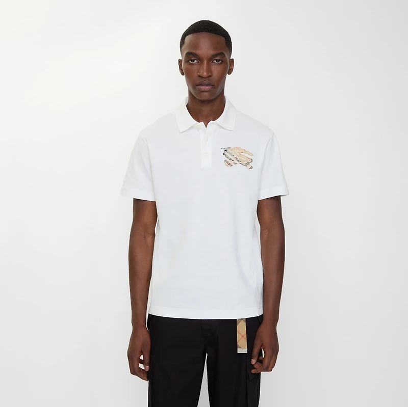 EKD Check Cotton Polo Shirt in Chalk white - Men | Burberry® Official