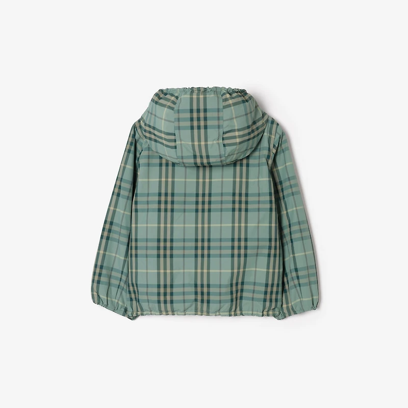 Reversible Check Hooded Jacket in Gulf green | Burberry® Official