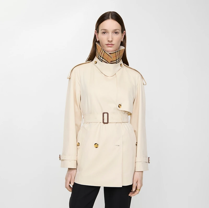Short Tropical Gabardine Fitzrovia Trench Coat in Stone beige - Women | Burberry® Official