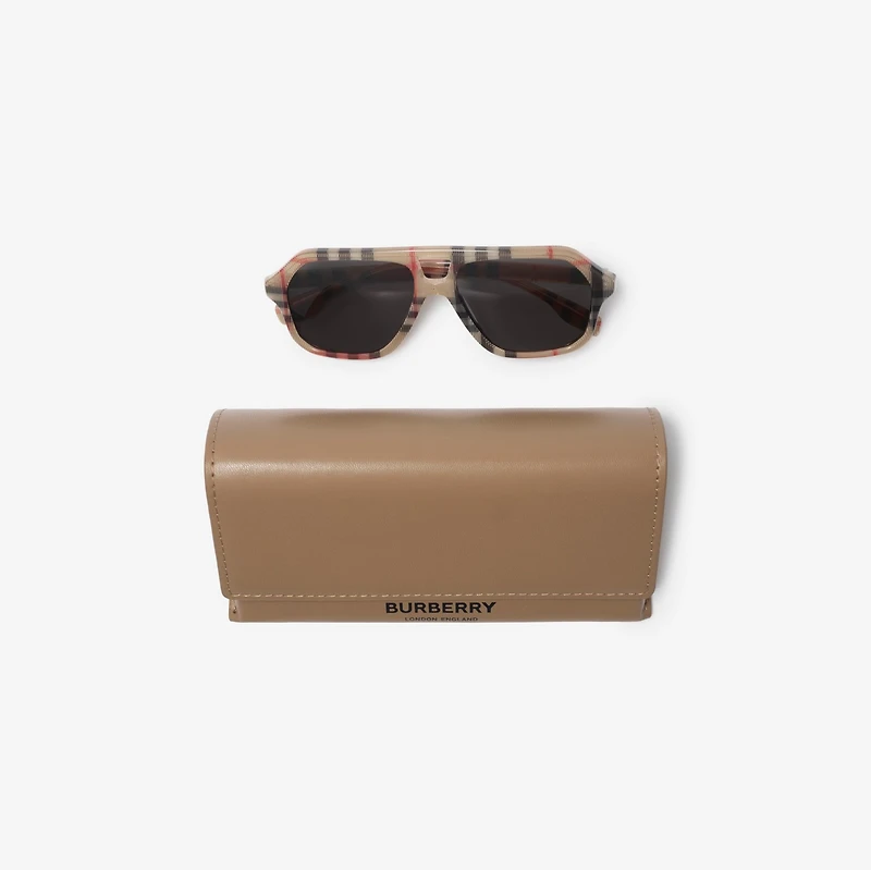 Check Pilot Sunglasses in Antique yellow - Children | Burberry® Official