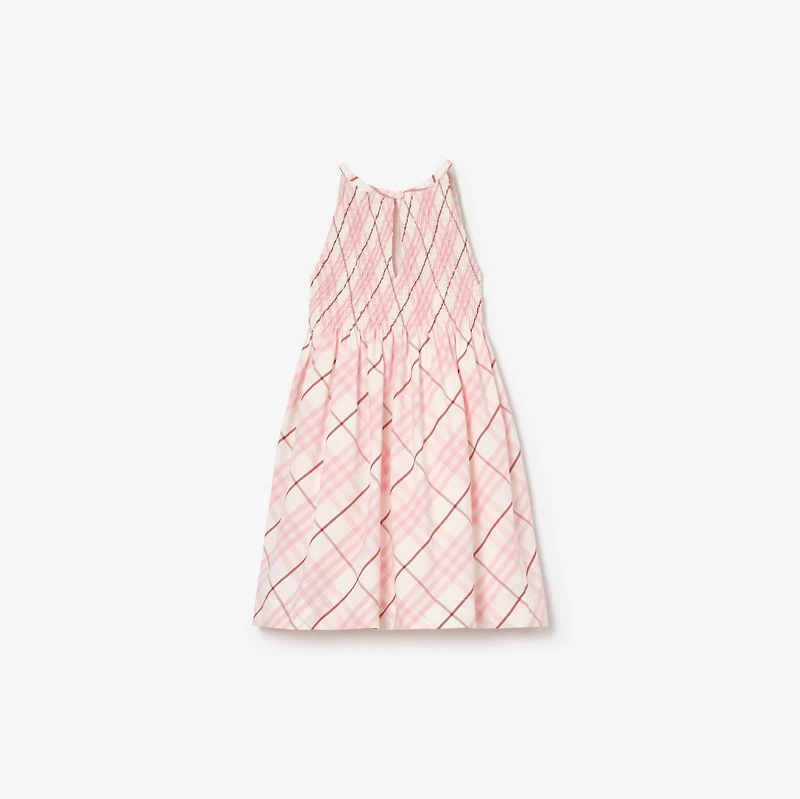 Check Cotton Dress in Flora pink | Burberry® Official