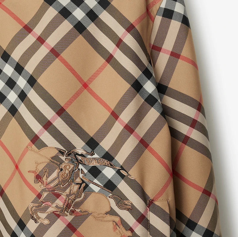 Cropped Reversible Check Hooded Jacket in Sand - Women, Nylon | Burberry® Official