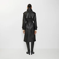 Long Leather Castleford Trench Coat in Black - Women | Burberry® Official