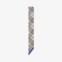 Skinny Contrast Check Silk Scarf in Sand/lichen | Burberry® Official