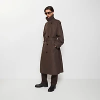 Long Check Collar Silk Cotton Trench Coat in Shade brown - Men | Burberry® Official