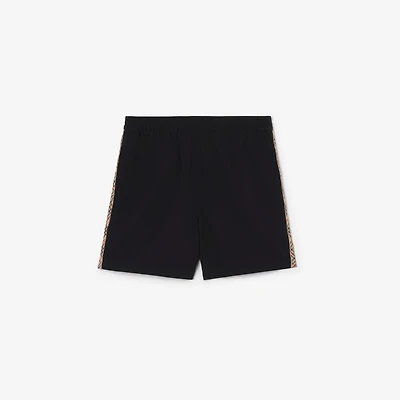 Check Trim Swim Shorts in Black - Men, Nylon | Burberry® Official