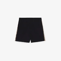 Check Trim Swim Shorts in Black - Men, Nylon | Burberry® Official