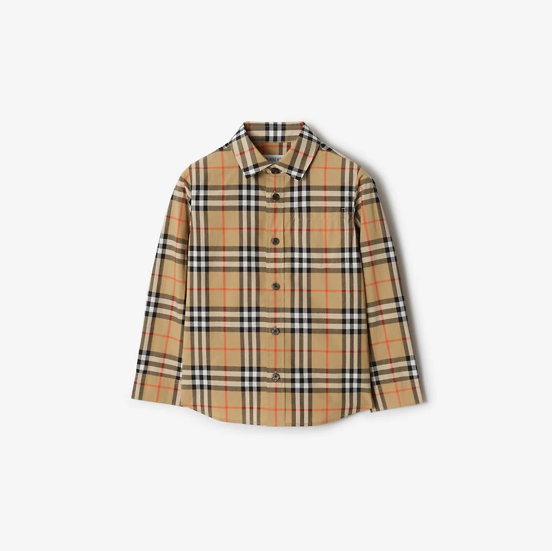 Check Cotton Shirt in Sand beige | Burberry® Official