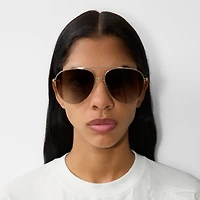 Check Detail Aviator Sunglasses in Light brown - Women | Burberry® Official