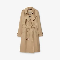 Long Chelsea Heritage Trench Coat in Honey - Women, Cotton Gabardine | Burberry® Official
