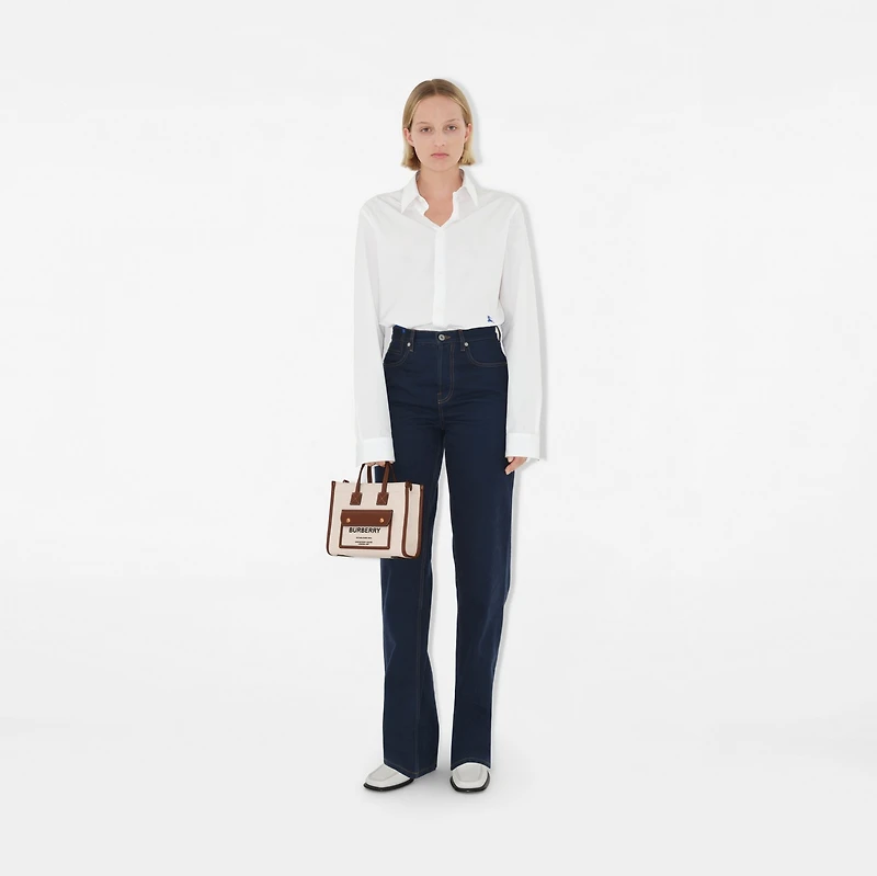 Mini Freya Tote in Natural/tan - Women, Canvas | Burberry® Official