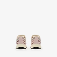 Nylon, Suede and Leather Eclipse Sneakers in Baby pink/silver - Women | Burberry® Official