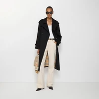 Long Castleford Trench Coat in Black - Women, Cotton Gabardine | Burberry® Official