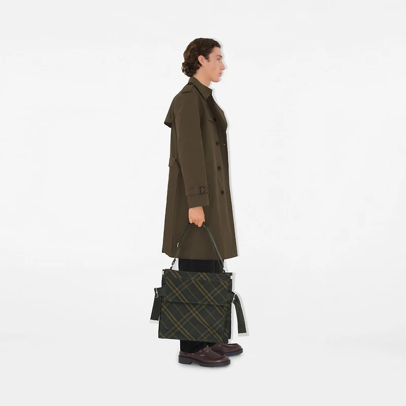 Long Cotton Nylon Trench Coat in Carob - Men | Burberry® Official