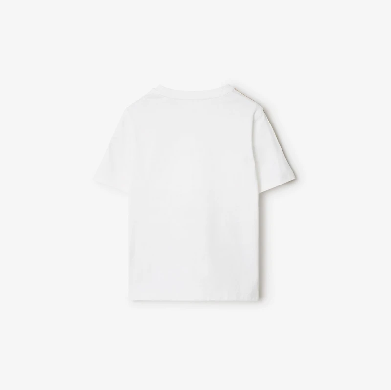 Check Trim Cotton T-shirt in White | Burberry® Official