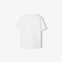 Check Trim Cotton T-shirt in White | Burberry® Official