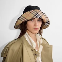 Check Brim Gabardine Hat in Black - Men | Burberry® Official