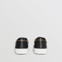 Check Detail Leather Sneakers in HOUSE CHECK/BLACK - Women | Burberry® Official