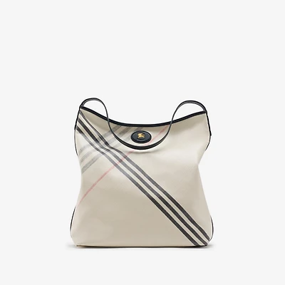 Medium Highlands Shoulder Bag in Soap beige - Women, Cotton, Linen | Burberry® Official