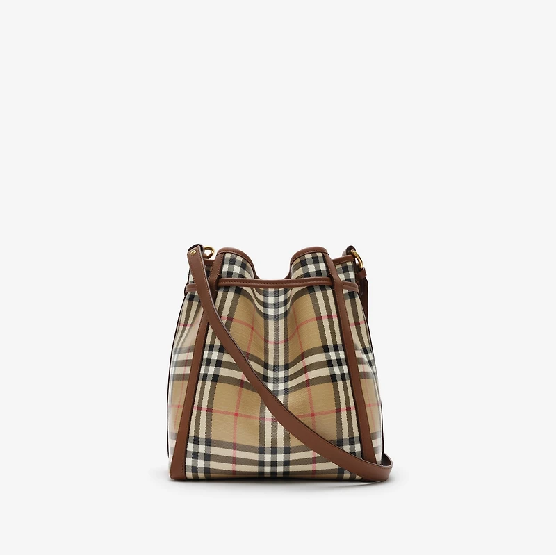 Small Check Bucket Bag in Archive beige - Women, Cotton | Burberry® Official