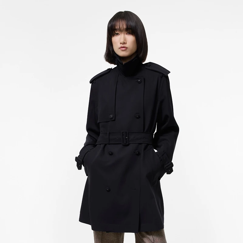 Short Wool Trench Coat in Navy - Women | Burberry® Official