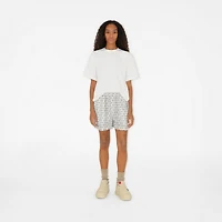 B Silk Shorts in Silver/white - Women | Burberry® Official