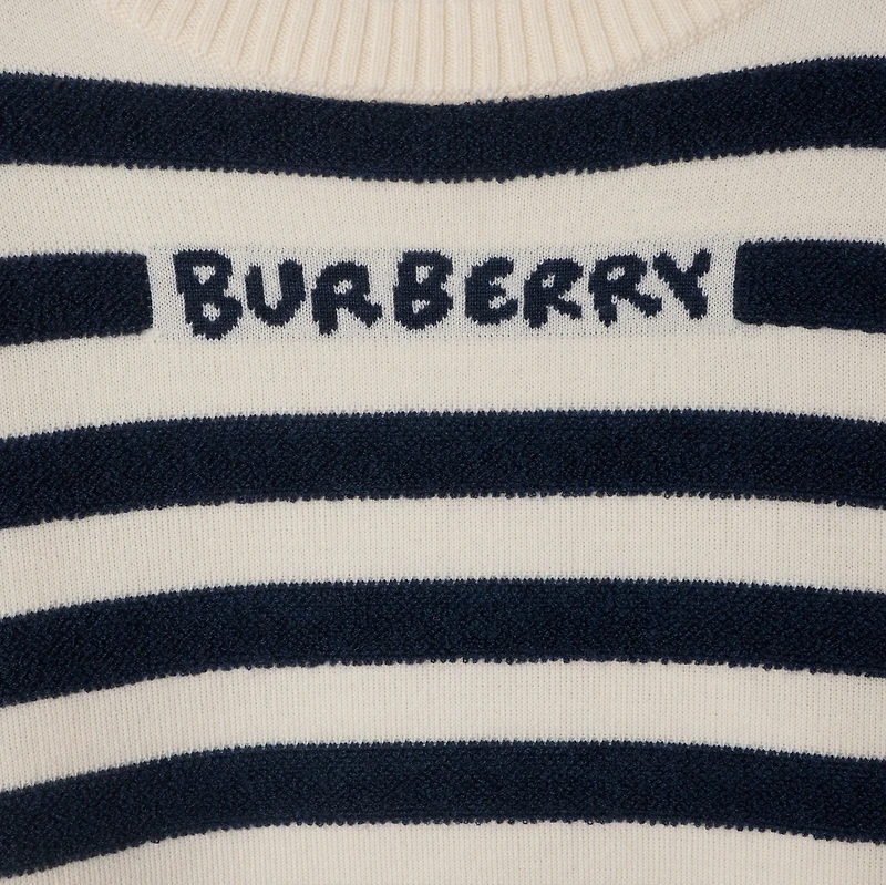 Logo Striped Wool Sweater in Storm | Burberry® Official