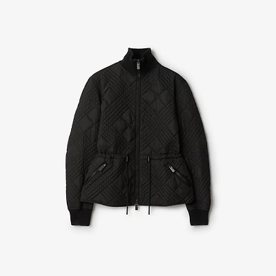 Micro Check-stitch Nylon Wakerley Jacket in Black - Women | Burberry® Official