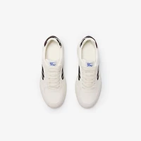 Leather and Check Terrace Sneakers​ in Cotton beige/mahogany brown - Men | Burberry® Official