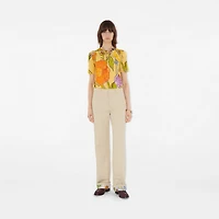 Highgrove Turn-up Cotton Trousers in Nutmeg - Women | Burberry® Official