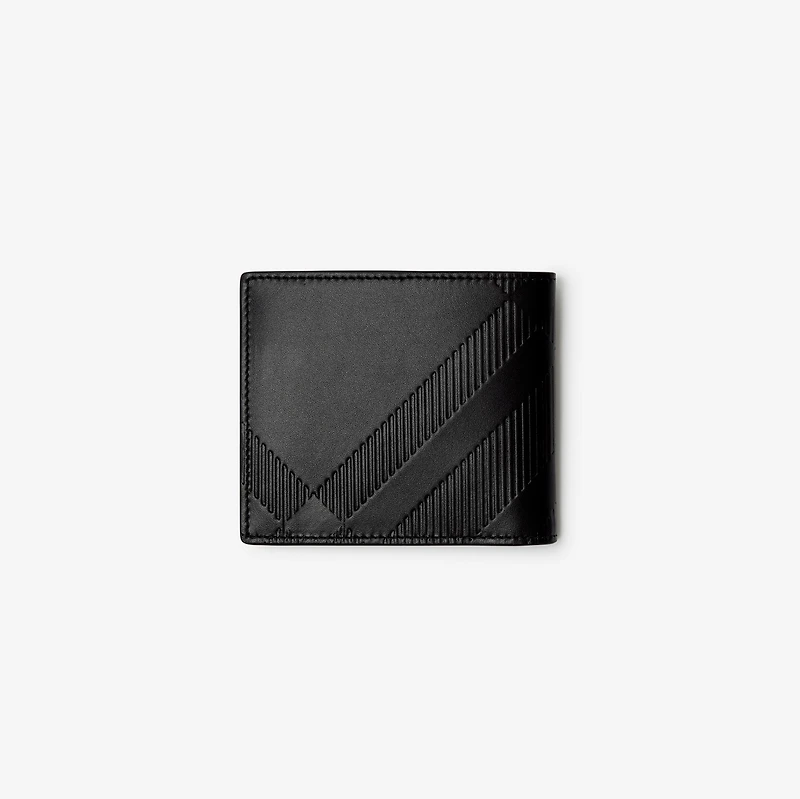 Embossed Check Bifold Coin Wallet in Black - Men | Burberry® Official