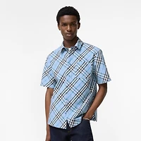 Classic Fit Check Cotton Shirt in Cornflower blue - Men | Burberry® Official