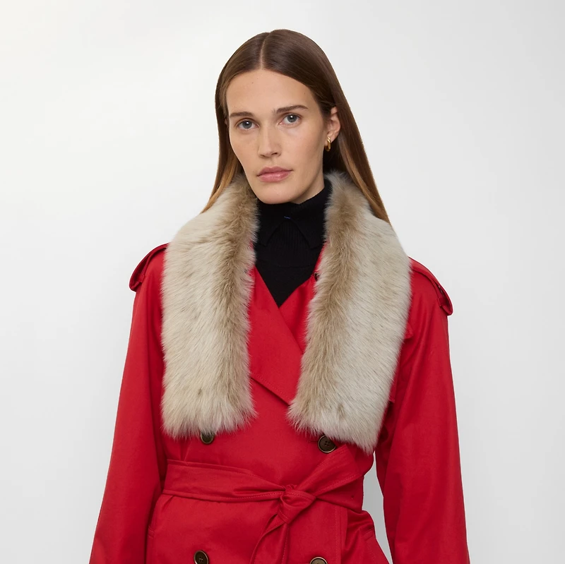 Reversible Shearling Scarf in Pebble grey/linden beige | Burberry® Official