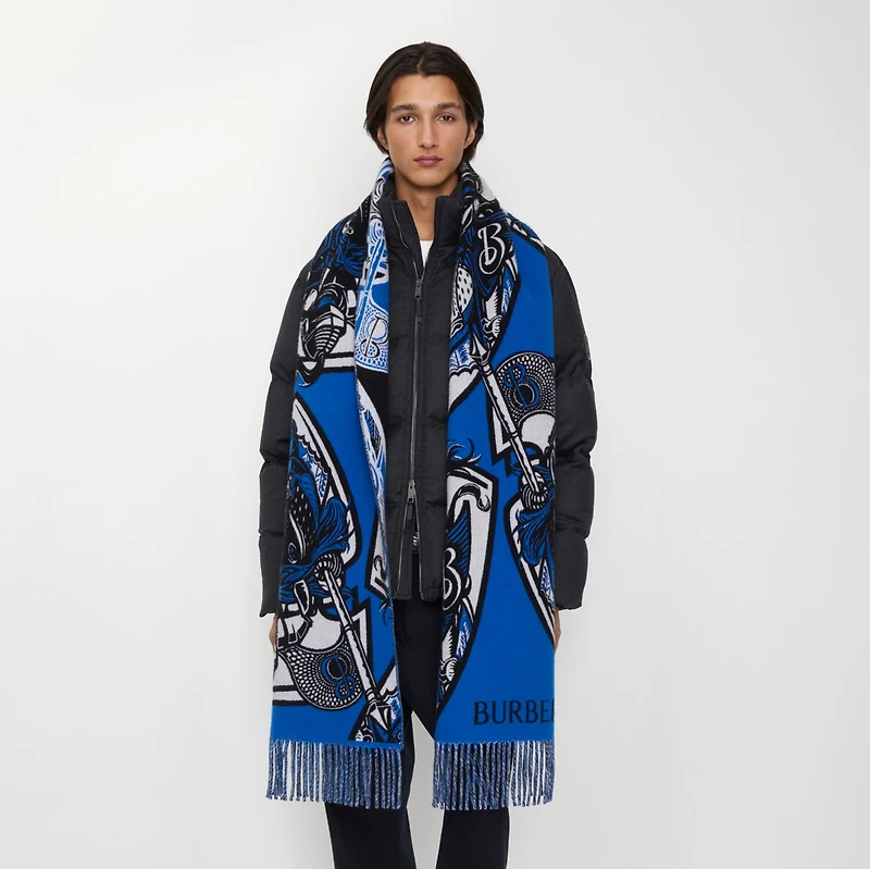 Charging Knight Wool Cashmere Scarf in Knight blue | Burberry® Official