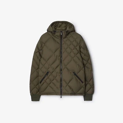 Check-stitch Nylon Doversgreen Puffer Jacket in Marsh green - Men | Burberry® Official