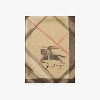 Wide Watercolour Check Silk Scarf in Sand beige | Burberry® Official