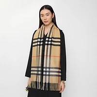 Crystal Gradient Check Cashmere Scarf in Sand beige | Burberry® Official