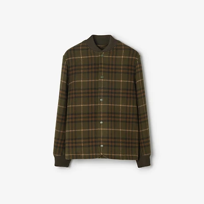 Check Wool Cashmere Bomber Jacket in Bramble green - Men | Burberry® Official