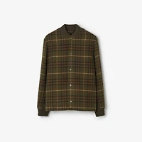 Check Wool Cashmere Bomber Jacket in Bramble green - Men | Burberry® Official
