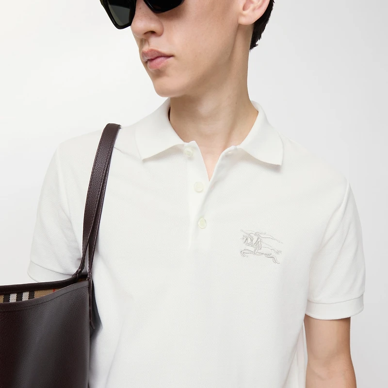 Metallic EKD Cotton Polo Shirt in Chalk white - Men | Burberry® Official