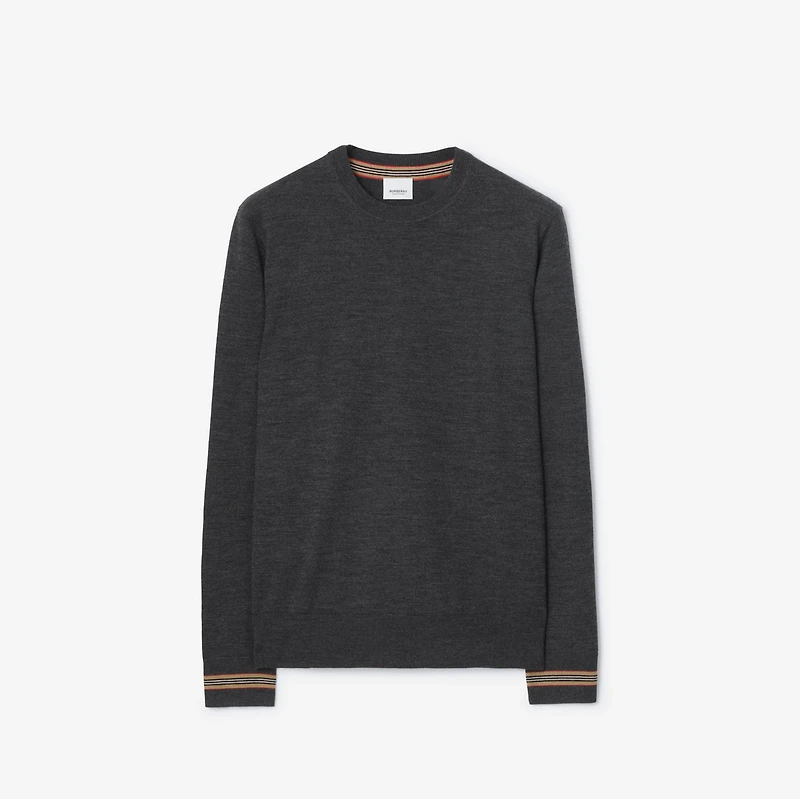 Wool Sweater in Dark grey melange - Men | Burberry® Official