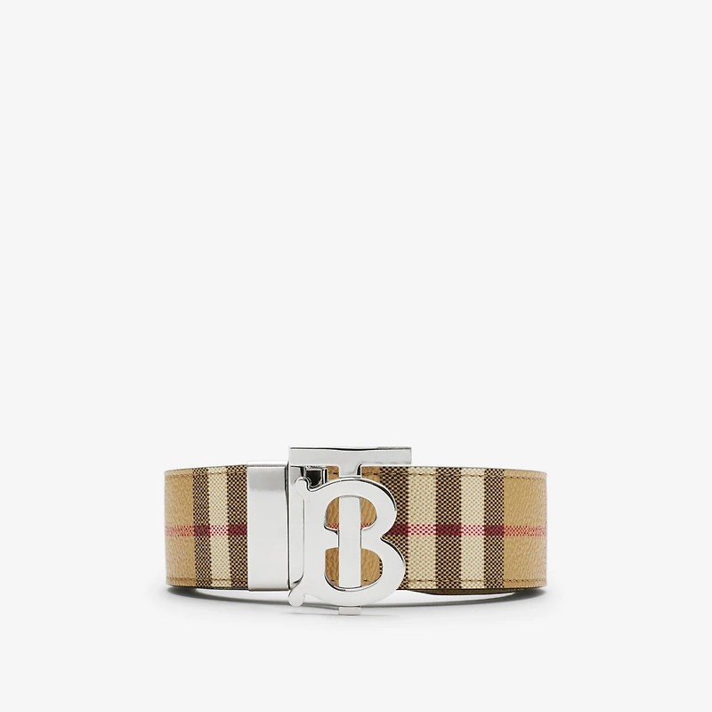 Reversible Check TB Belt in Archive beige/silver - Men | Burberry® Official