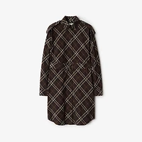 Check Cotton Flannel Shirt Dress in Truffle brown - Women | Burberry® Official
