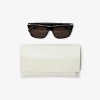 Embossed Check Square Sunglasses in Tortoiseshell - Men | Burberry® Official