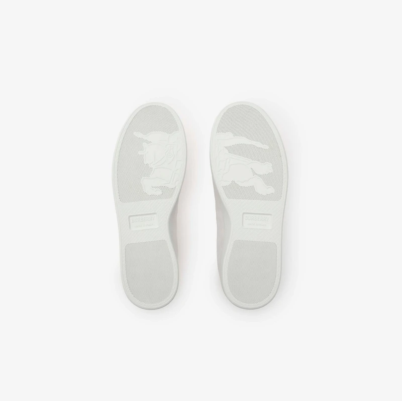 Embossed Check Leather Set Sneakers in Porcelain white - Men | Burberry® Official