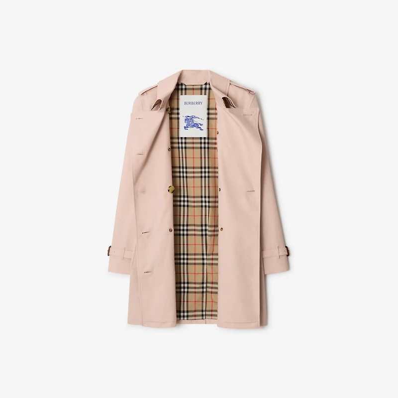 Short Tropical Gabardine Kensington Trench Coat in Pale sugar pink - Women, Cotton Gabardine | Burberry® Official