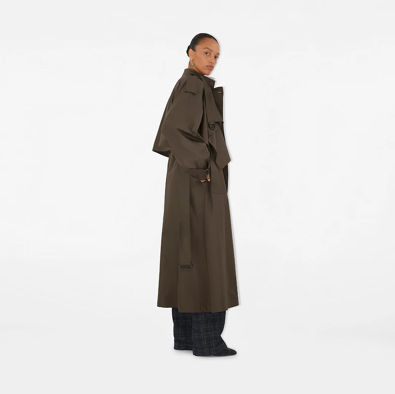 Long Gabardine Trench Coat in Military - Women, Cotton | Burberry® Official