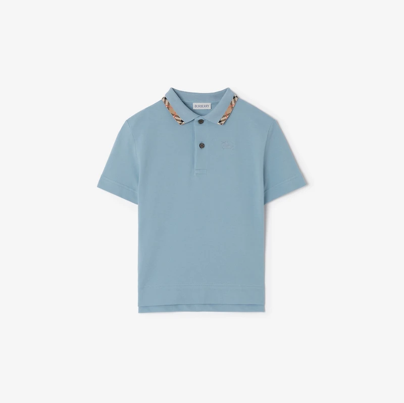 Cotton Pique Polo Shirt in Misty blue | Burberry® Official