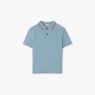 Cotton Pique Polo Shirt in Misty blue | Burberry® Official