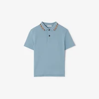 Cotton Pique Polo Shirt in Misty blue | Burberry® Official